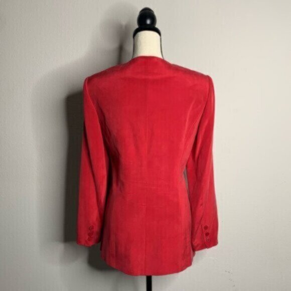 Andrea Viccaro Vintage Silk Single Breasted Collarless Blazer - Picture 14 of 17